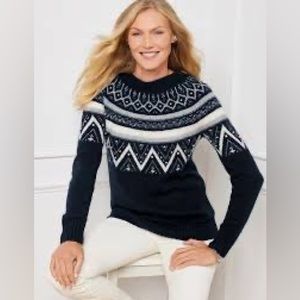 Navy Embroidered Yoke Boatneck Pullover - Fair Isle-Talbots